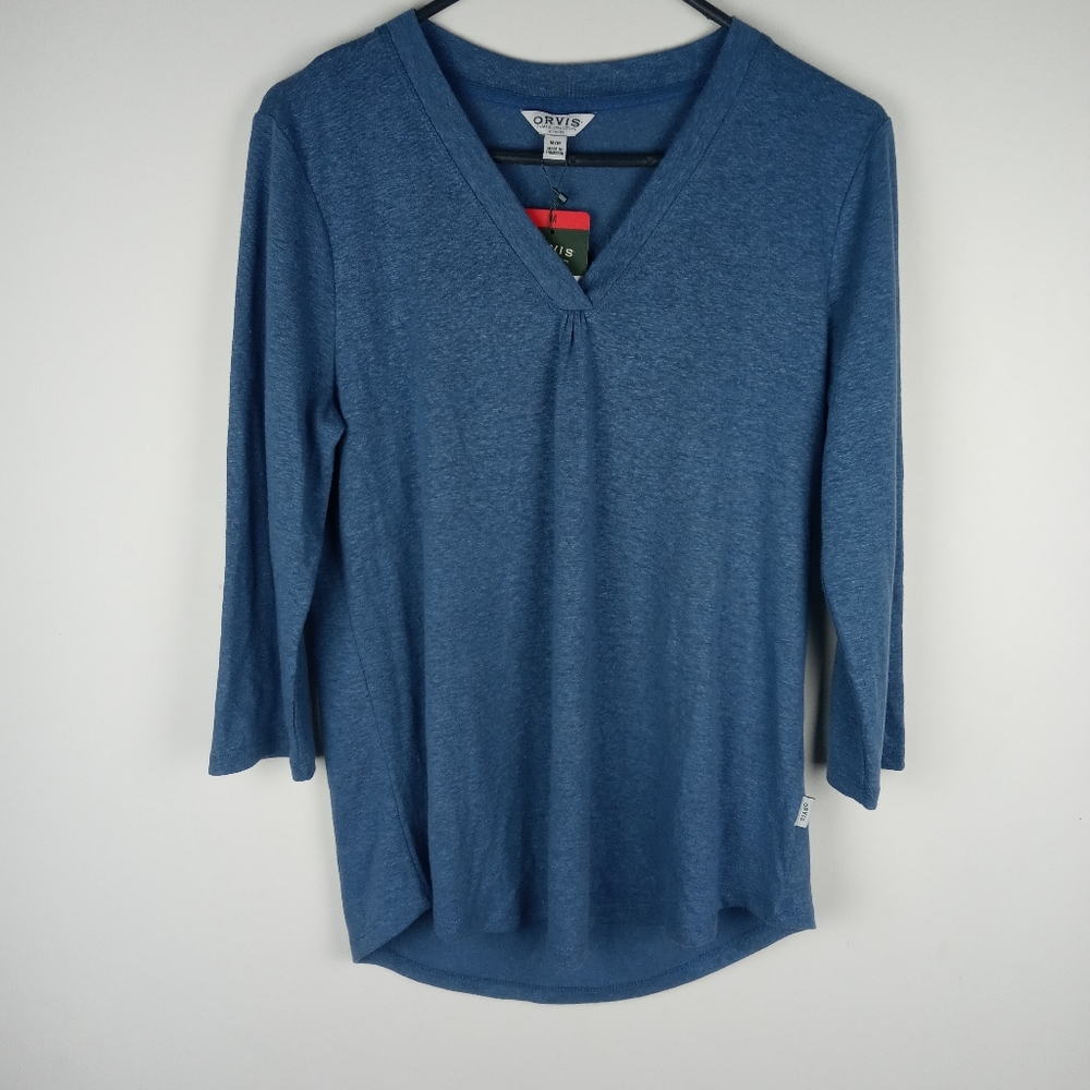 NWT Orvis Linen Blend 3/4 Top Size M